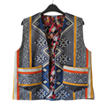 Gilet artigianale di Essaouira - Blu grigio con motivi berberi geometrici