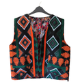 Gilet artigianale di Essaouira - Verde con motivi berberi geometrici