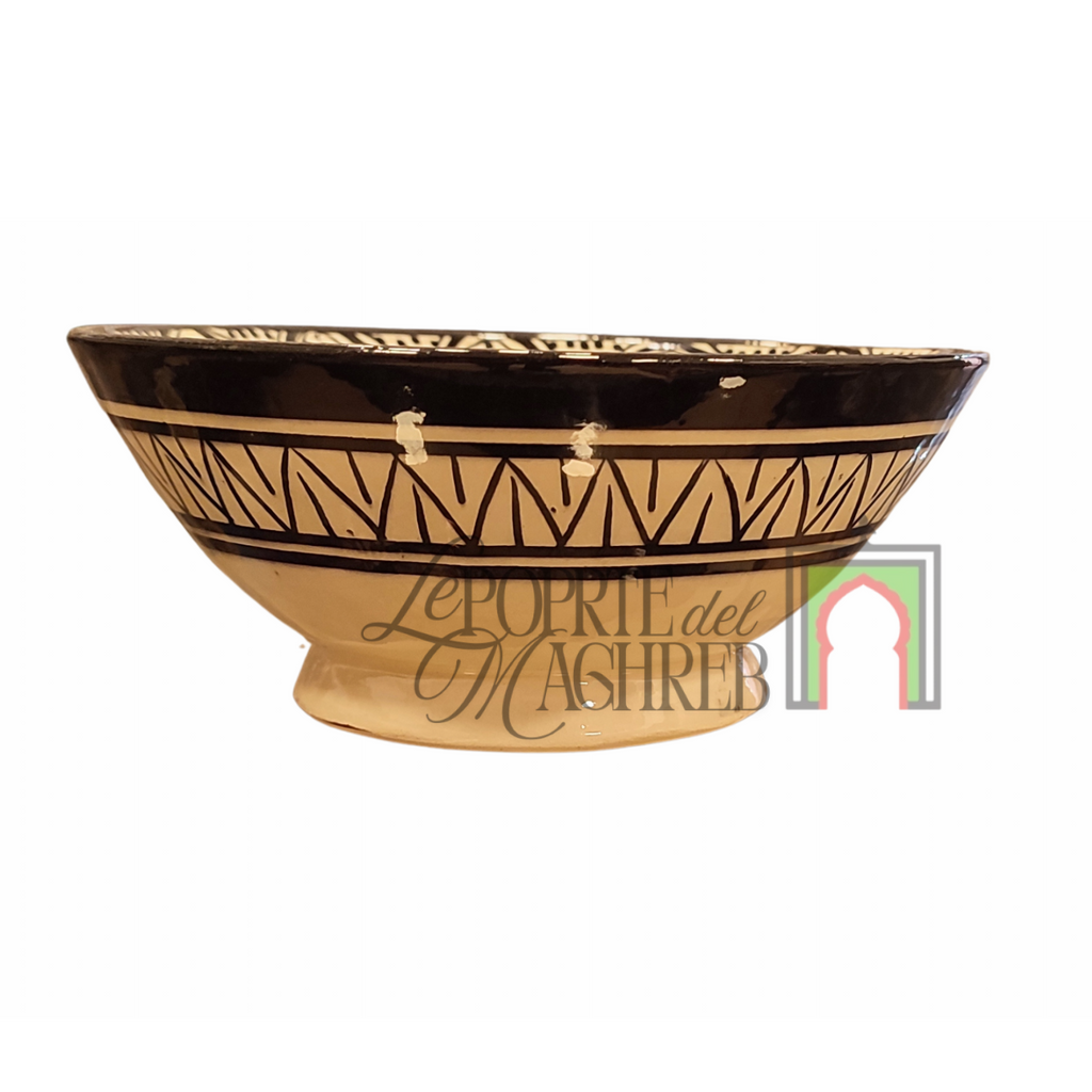 Ciotola artigianale marocchina di Safi - dipinta a mano in terracotta beige e nero