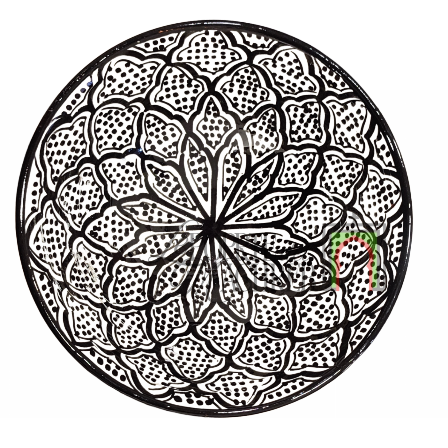 Ciotola artigianale marocchina di Safi - dipinta a mano in terracotta beige e nero