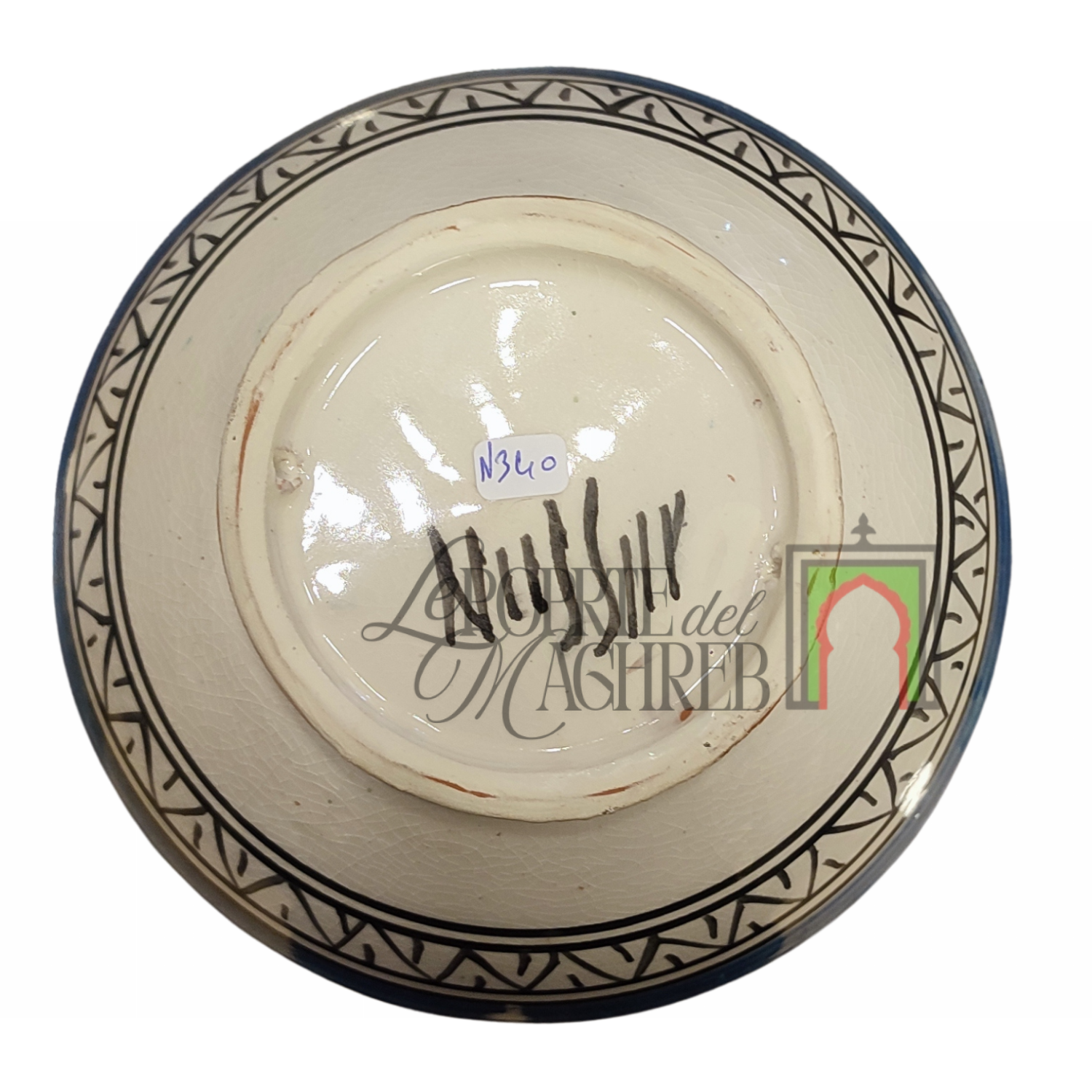 Ciotola artigianale marocchina di Safi - dipinta a mano in terracotta blu multicolore