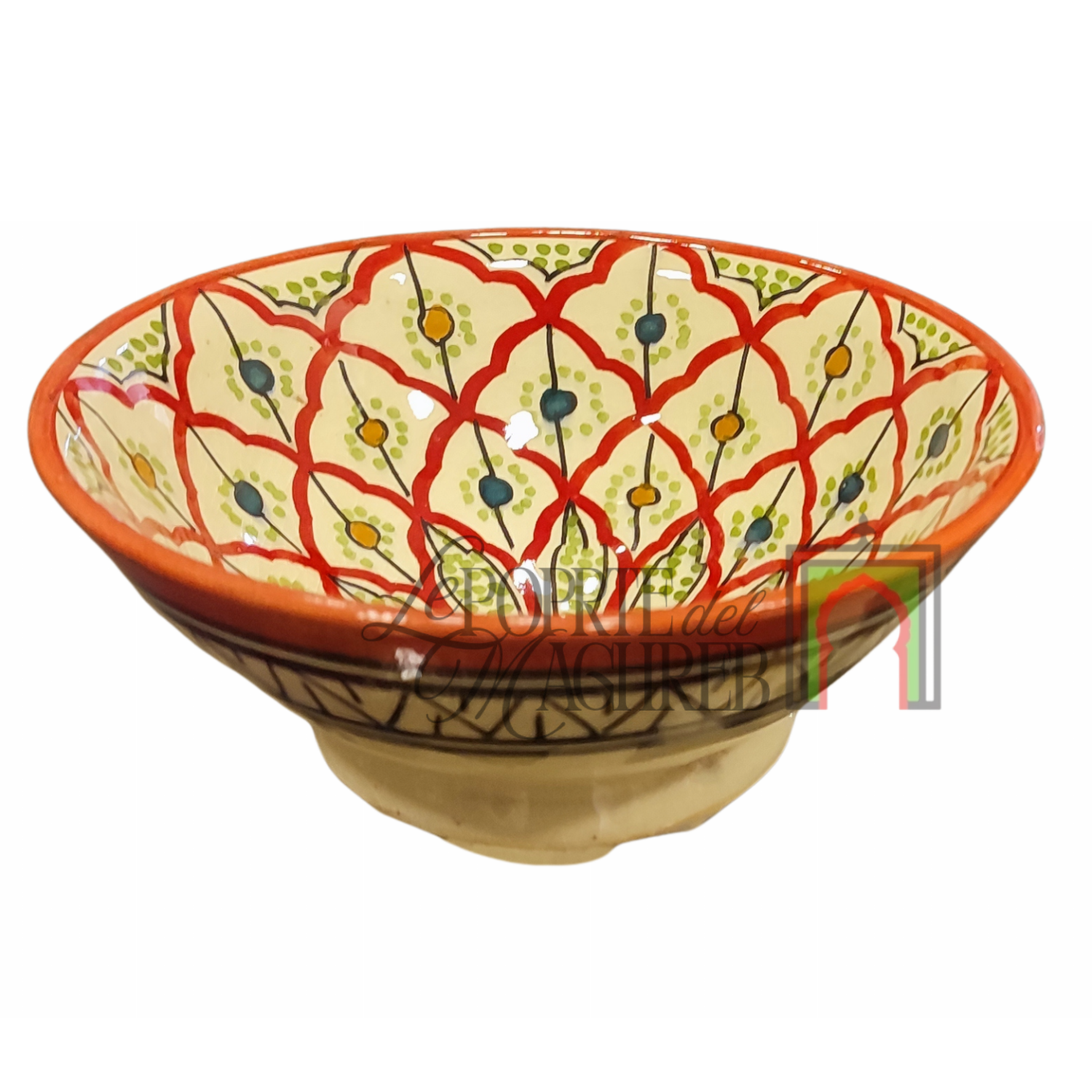 Ciotola artigianale marocchina di Safi - dipinta a mano in terracotta multicolore