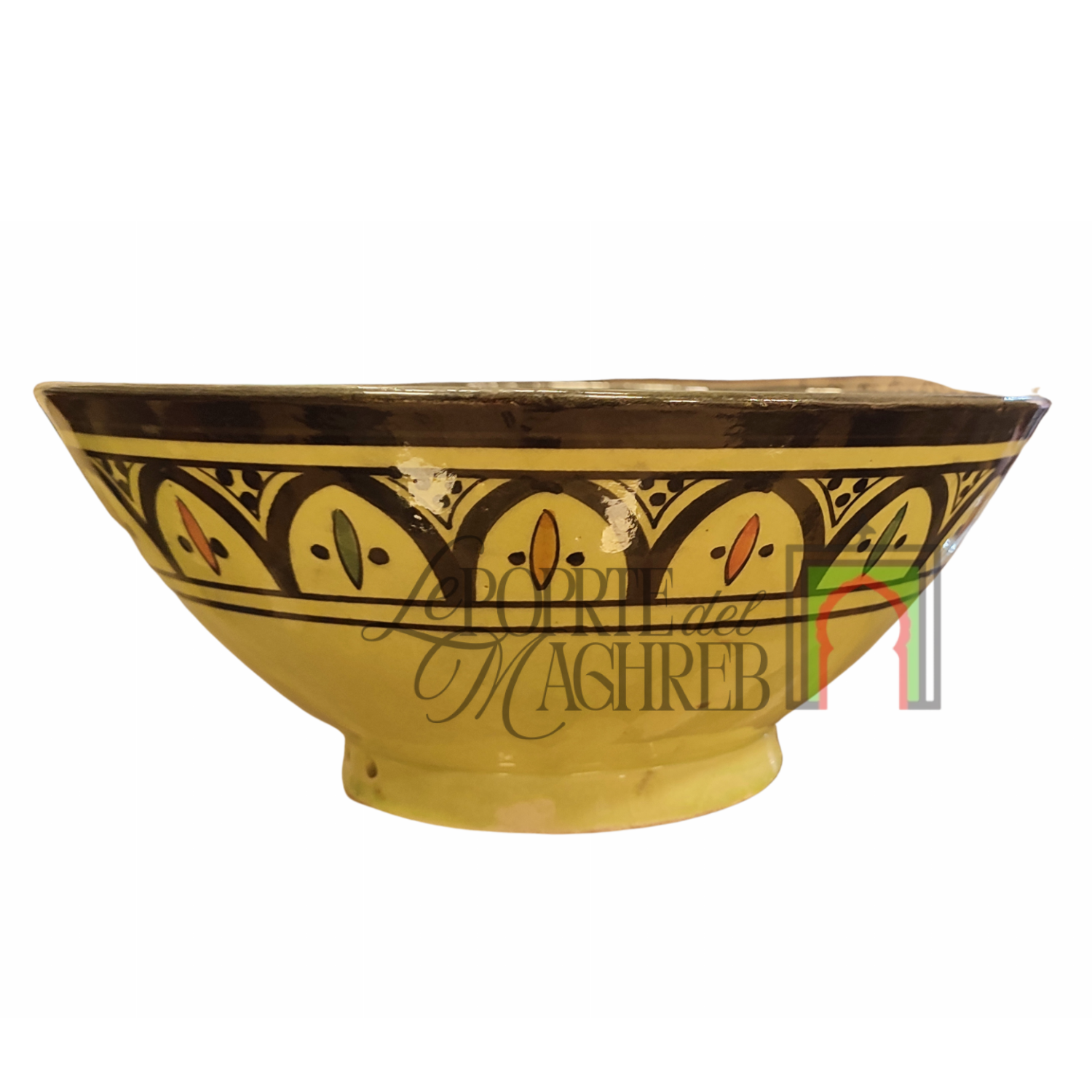 Ciotola artigianale marocchina di Safi - dipinta a mano in terracotta verde e nero