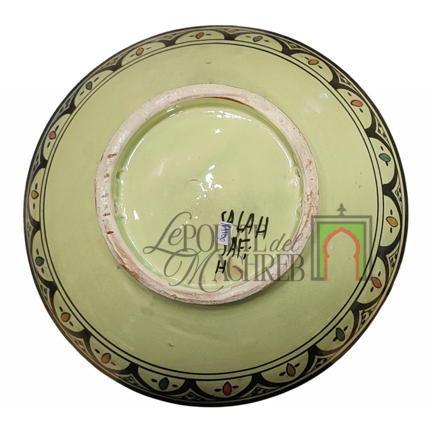 Ciotola artigianale marocchina di Safi - dipinta a mano in terracotta verde e nero