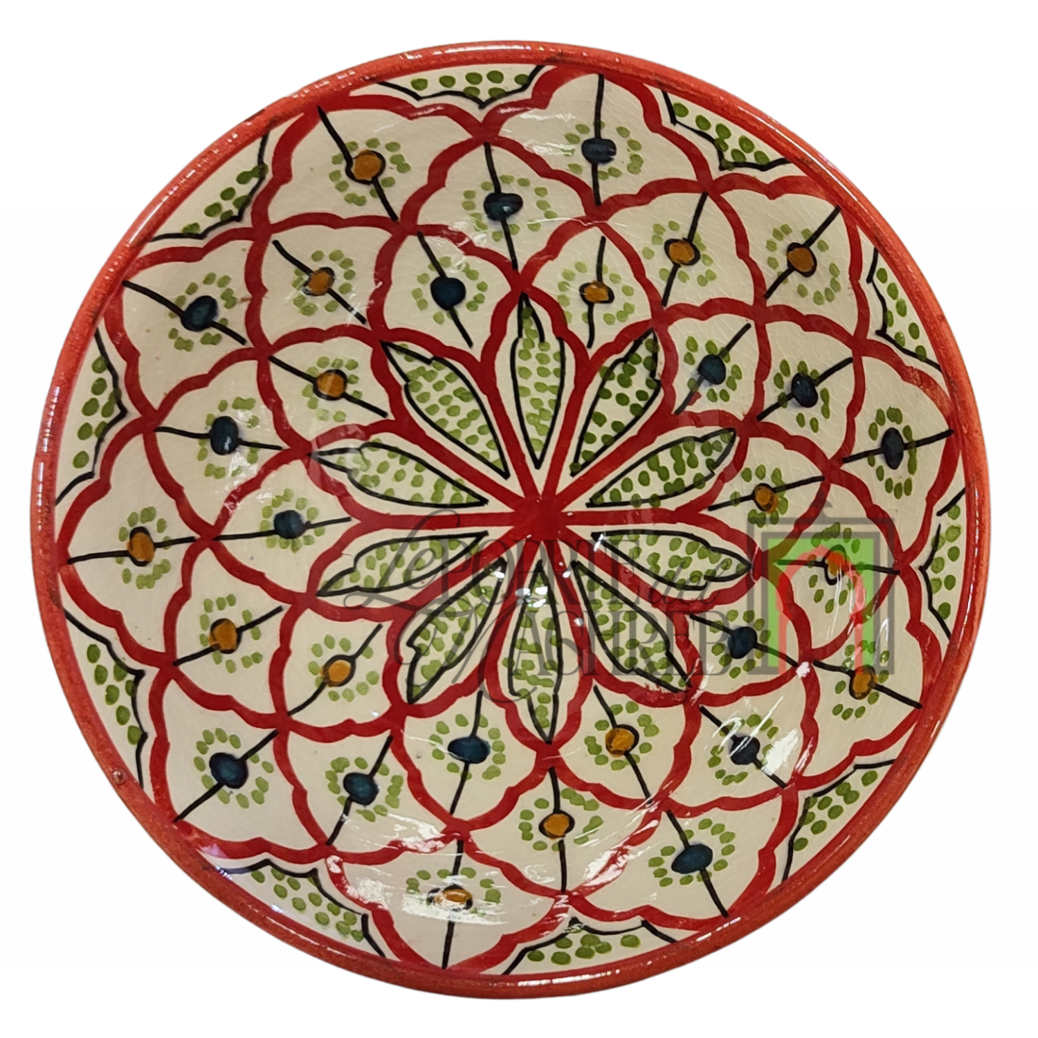 Ciotola artigianale marocchina di Safi - dipinta a mano in terracotta multicolore