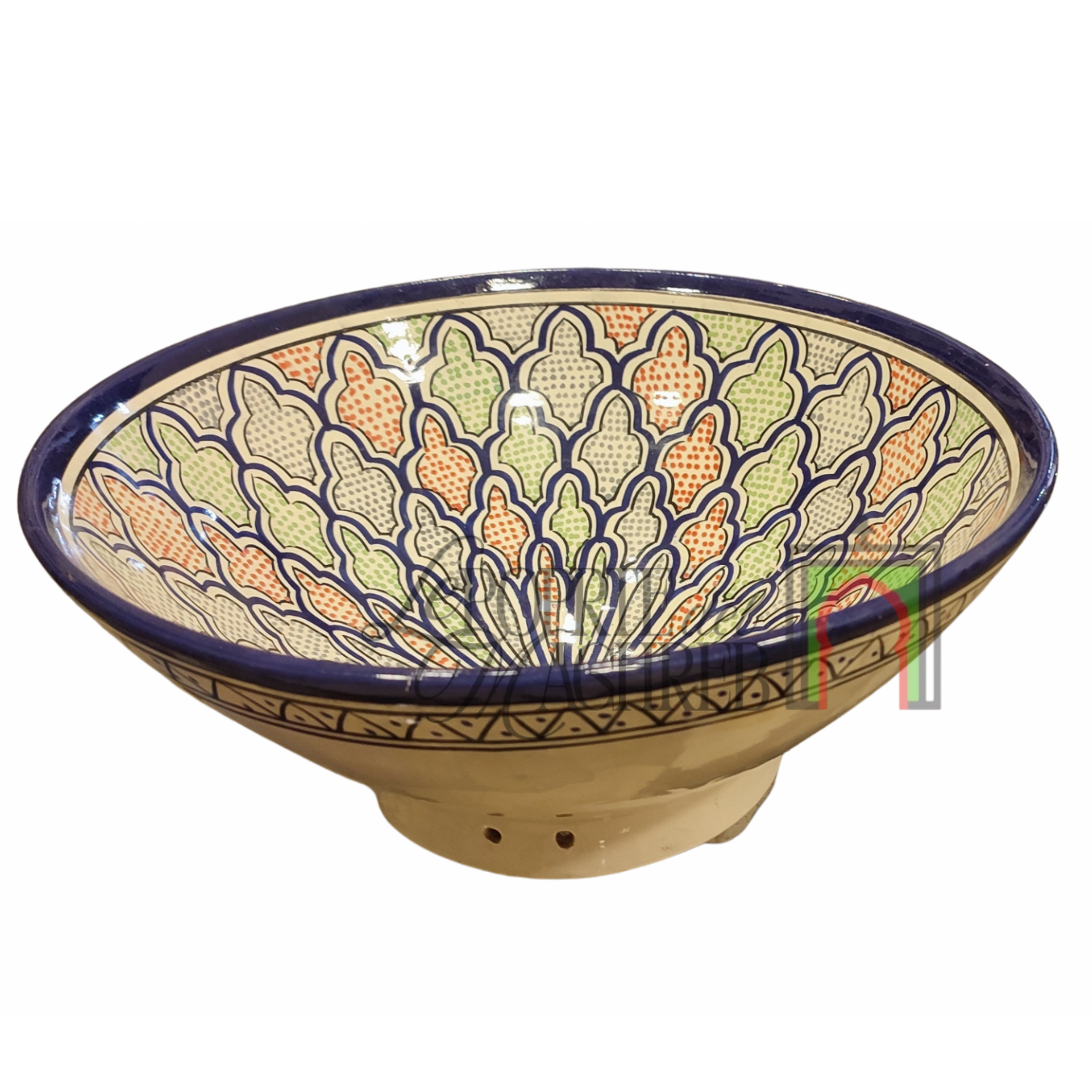 Ciotola artigianale marocchina di Safi - dipinta a mano in terracotta multicolore