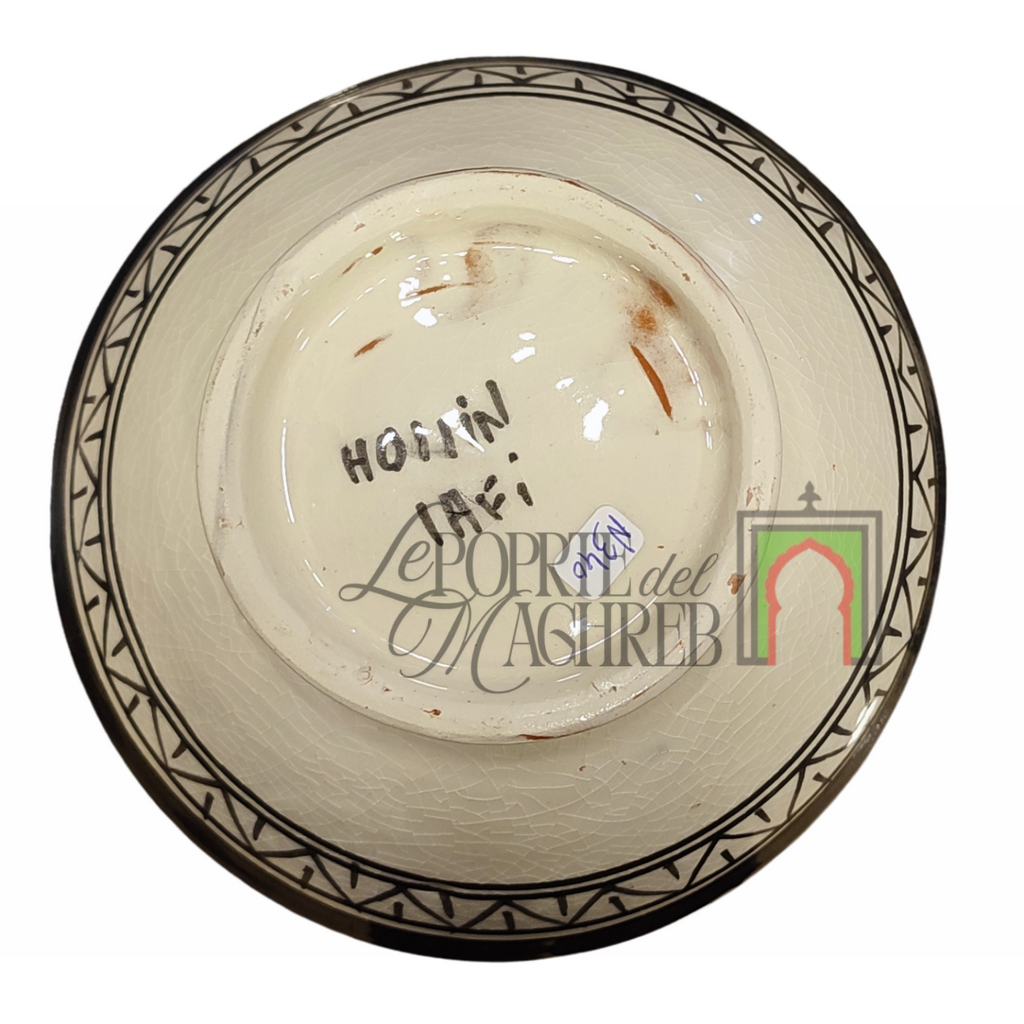 Ciotola artigianale marocchina di Safi - dipinta a mano in terracotta nero e beige