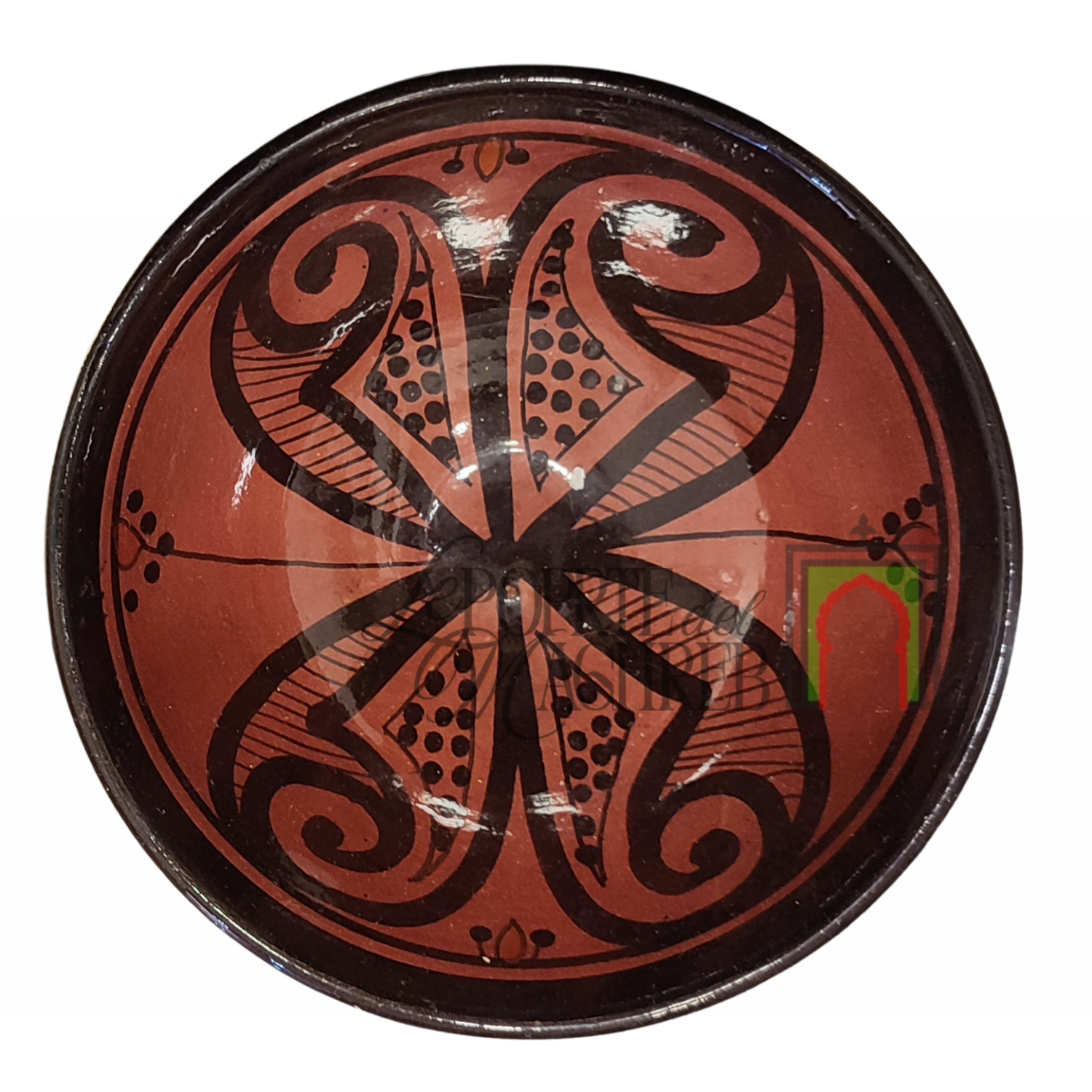 Ciotola artigianale marocchina di Safi - dipinta a mano in terracotta rossa