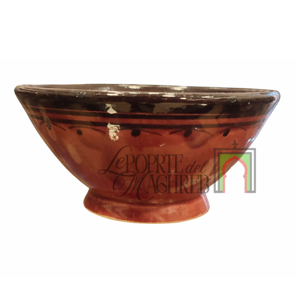 Ciotola artigianale marocchina di Safi - dipinta a mano in terracotta rossa