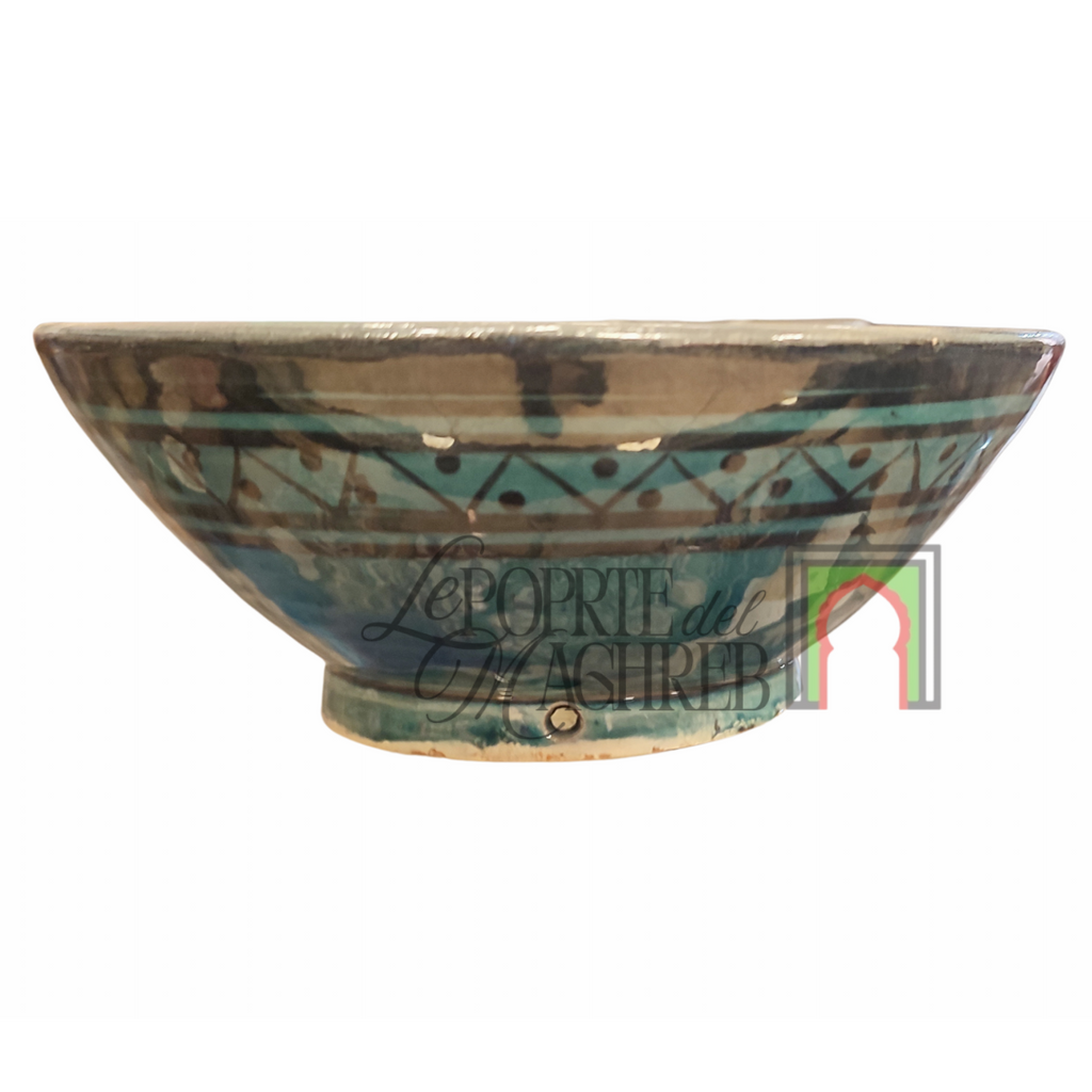 Ciotola artigianale marocchina di Safi - dipinta a mano in terracotta turchese