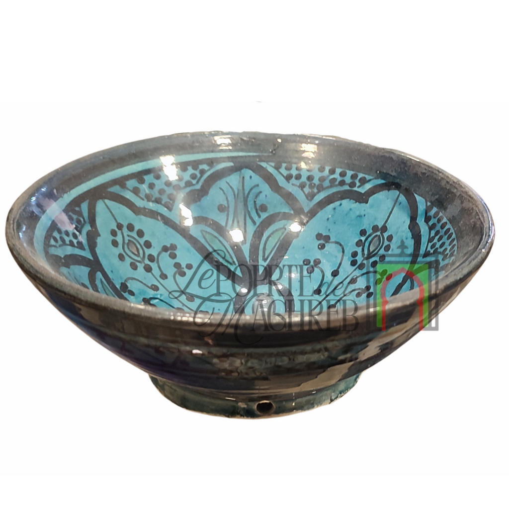 Ciotola artigianale marocchina di Safi - dipinta a mano in terracotta turchese