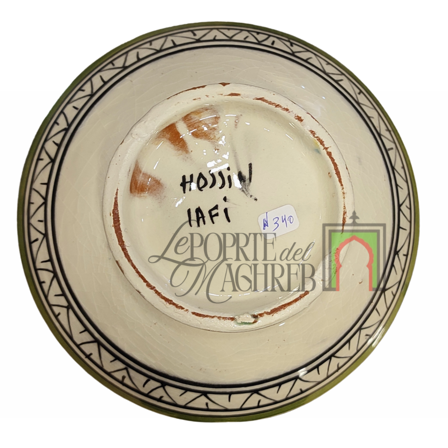 Ciotola artigianale marocchina di Safi - dipinta a mano in terracotta verde multicolore