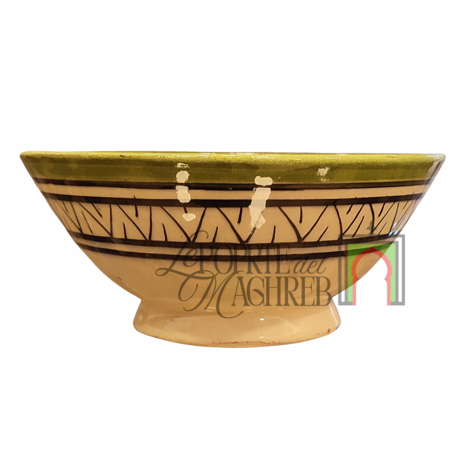 Ciotola artigianale marocchina di Safi - dipinta a mano in terracotta verde multicolore