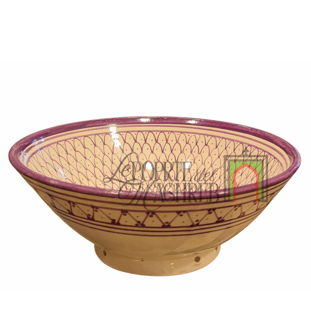 Ciotola artigianale marocchina di Safi - dipinta a mano in terracotta viola