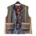 Gilet artigianale di Essaouira - Blu grigio con motivi berberi geometrici