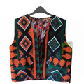 Gilet artigianale di Essaouira - Verde con motivi berberi geometrici
