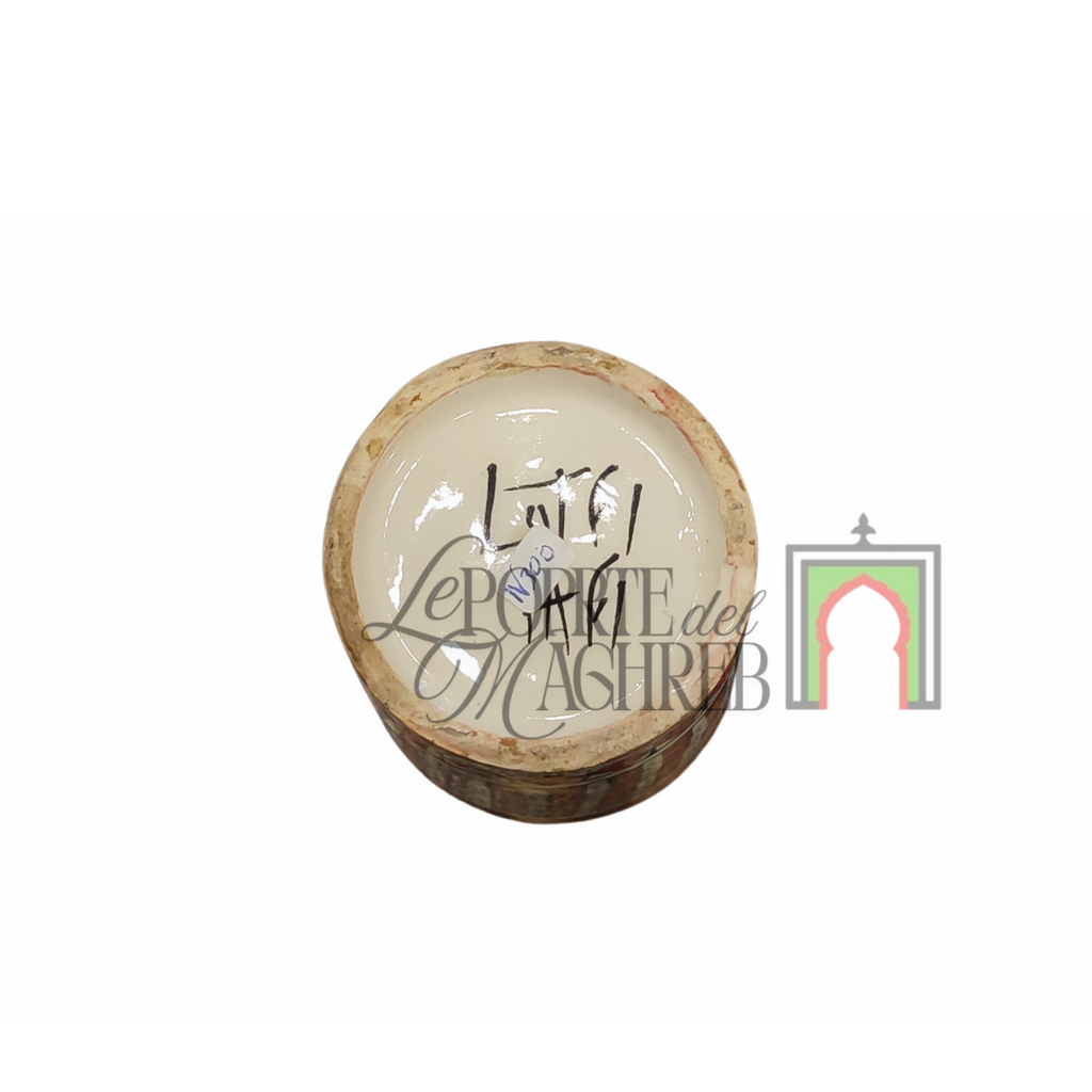 Tazza artigianale marocchina di Safi - dipinta a mano in terracotta rossastra con motivi geometrici