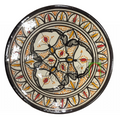 Piatto artigianale marocchino di Safi - dipinto a mano in terracotta bianco, nero e arancione