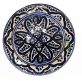 Piatto artigianale marocchino di Safi - dipinto a mano in terracotta blu e beige