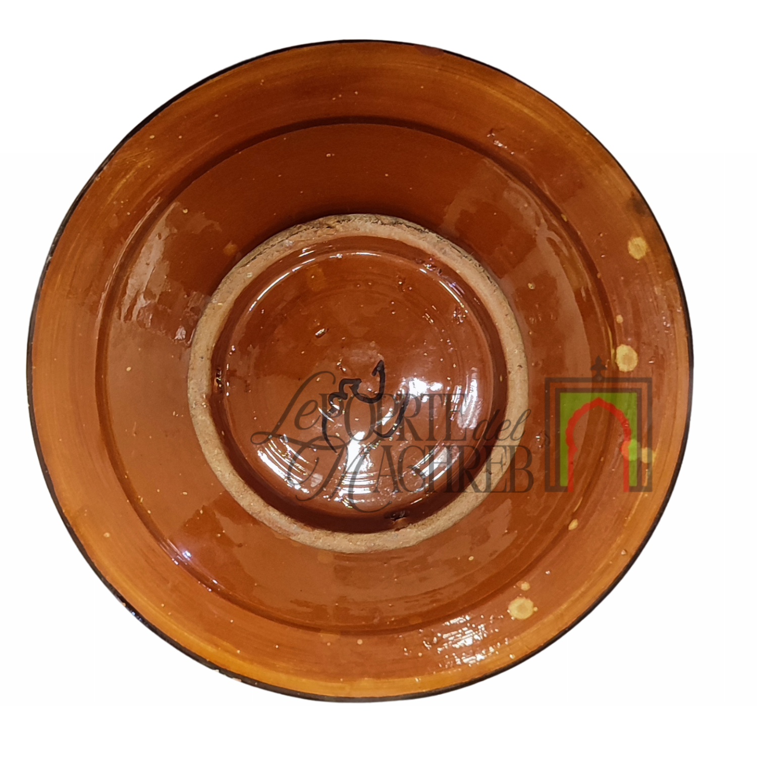 Piatto artigianale marocchino di Safi - dipinto a mano in terracotta blu e beige