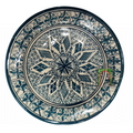 Piatto artigianale marocchino di Safi - dipinto a mano in terracotta beige con decorazioni in verde