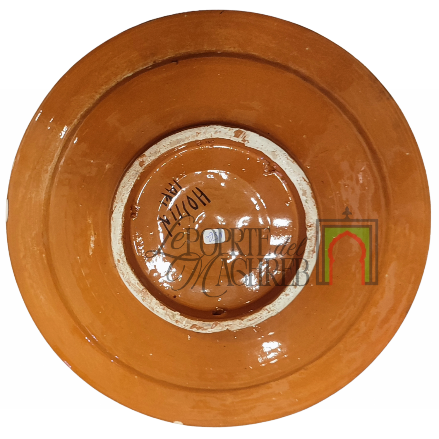 Piatto artigianale marocchino di Safi - dipinto a mano in terracotta blu e giallo