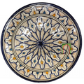 Piatto artigianale marocchino di Safi - dipinto a mano in terracotta blu e giallo