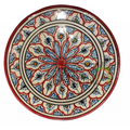 Piatto artigianale marocchino di Safi - dipinto a mano in terracotta beige,blu, rosso, verde e arancione