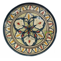 Piatto artigianale marocchino di Safi - dipinto a mano in terracotta blu, verde e rosso