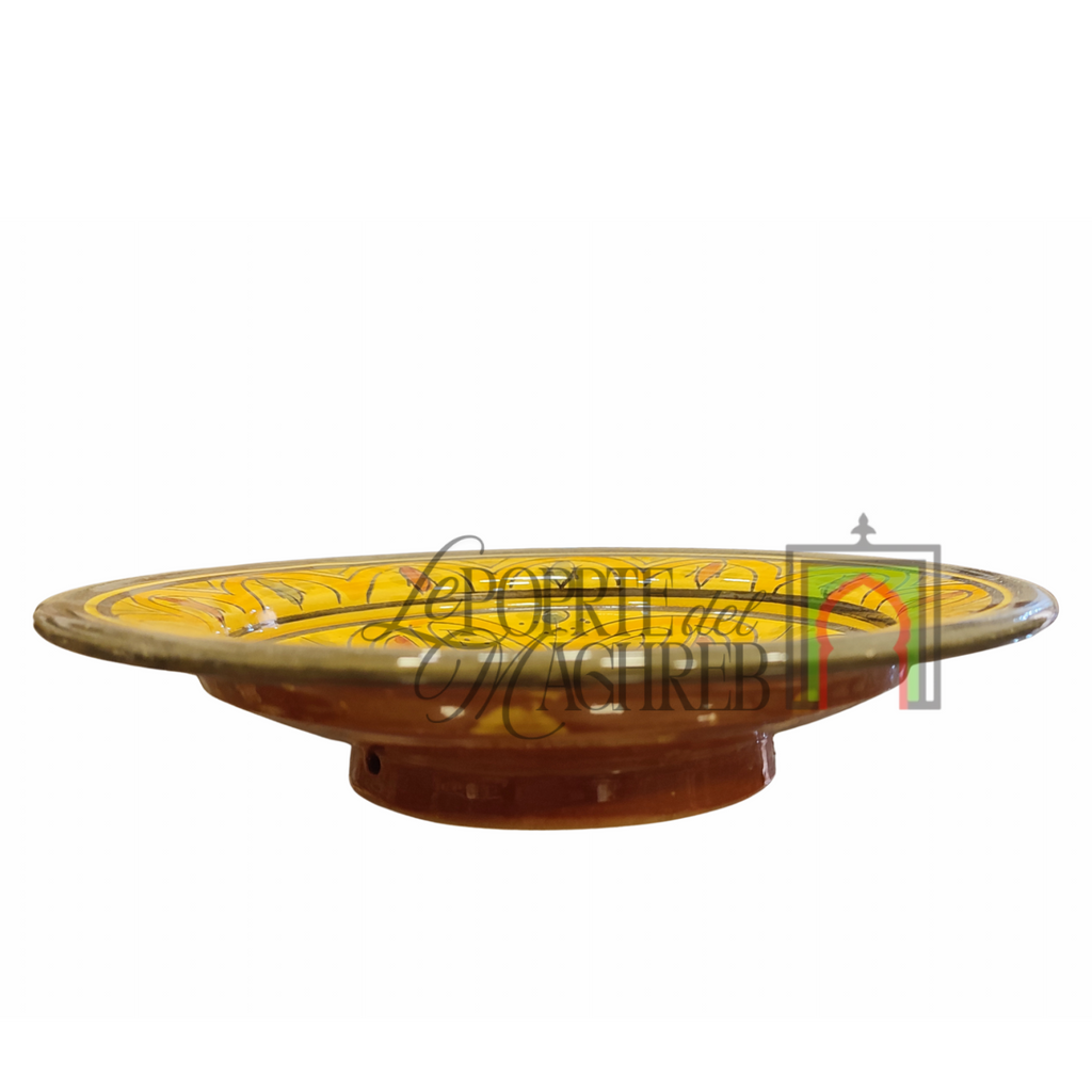 Piatto artigianale marocchino di Safi - dipinto a mano in terracotta giallo e verde