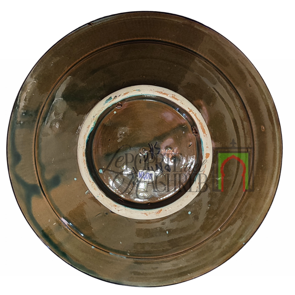 Piatto artigianale marocchino di Safi - dipinto a mano in terracotta giallo e verde