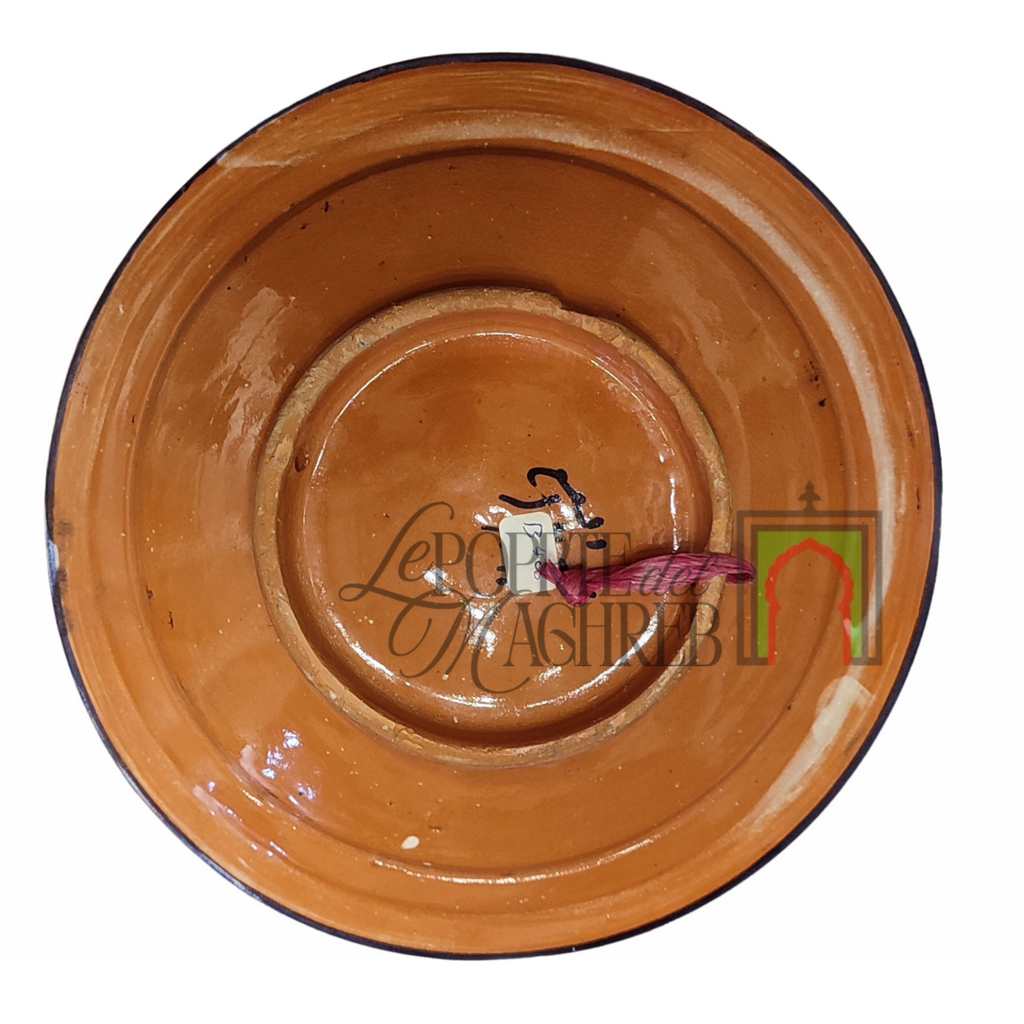 Piatto artigianale marocchino di Safi - dipinto a mano in terracotta rosso, nero
