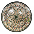 Piatto artigianale marocchino di Safi - dipinto a mano in terracotta verde, arancione e rosso