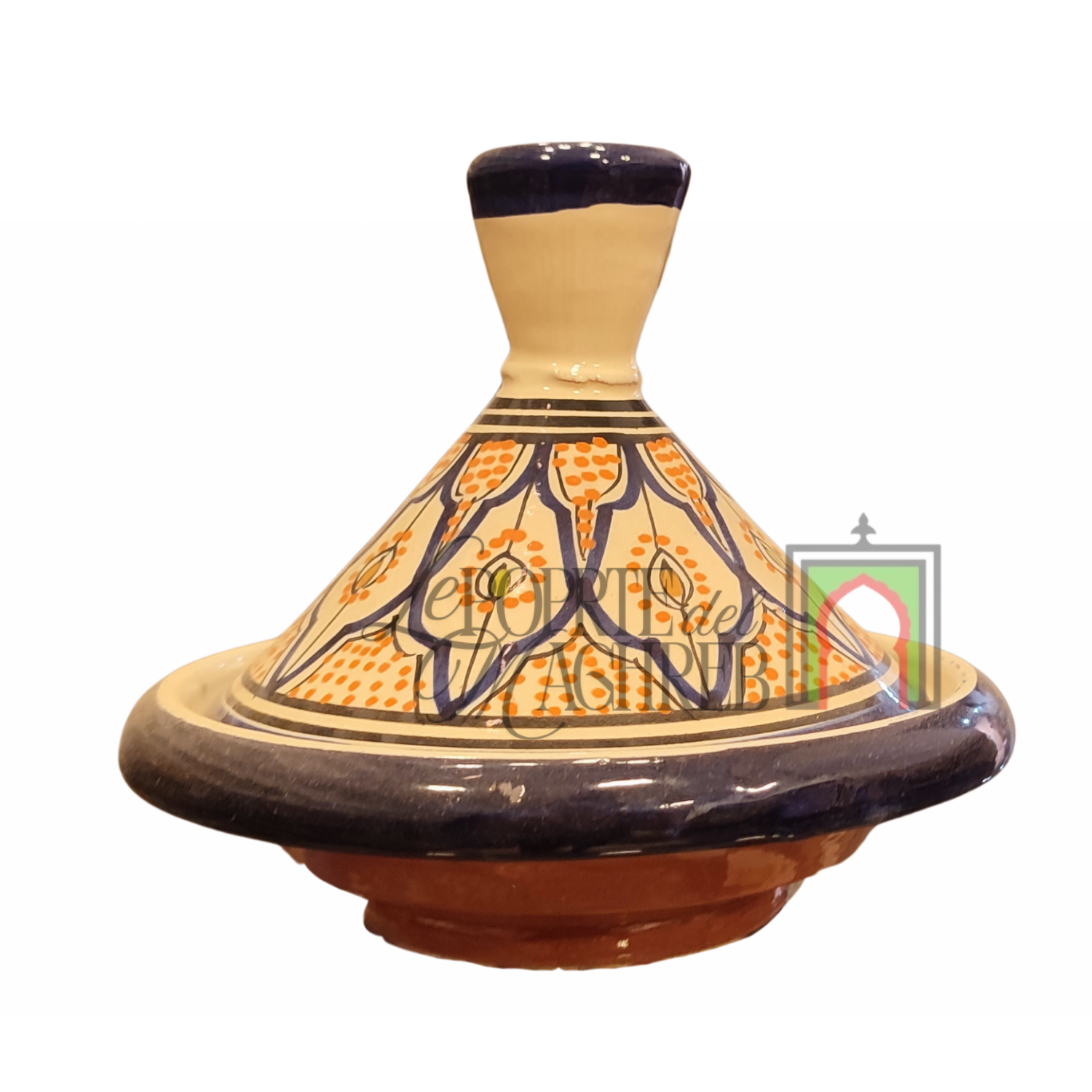 Tajine artigianale marocchino di Safi - dipinto a mano in terracotta multicolore #1
