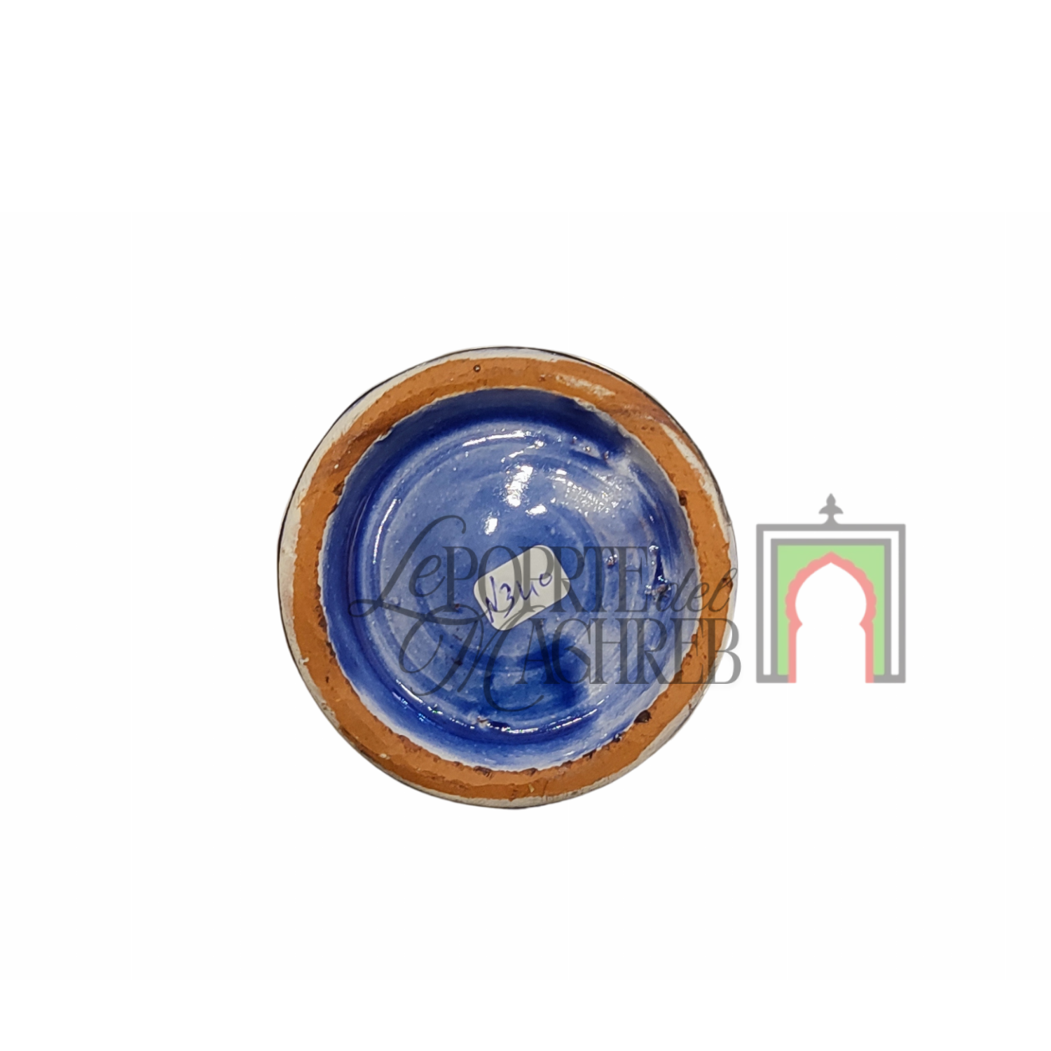 Tazza artigianale marocchina di Safi - dipinta a mano in terracotta blu con motivi tradizionali