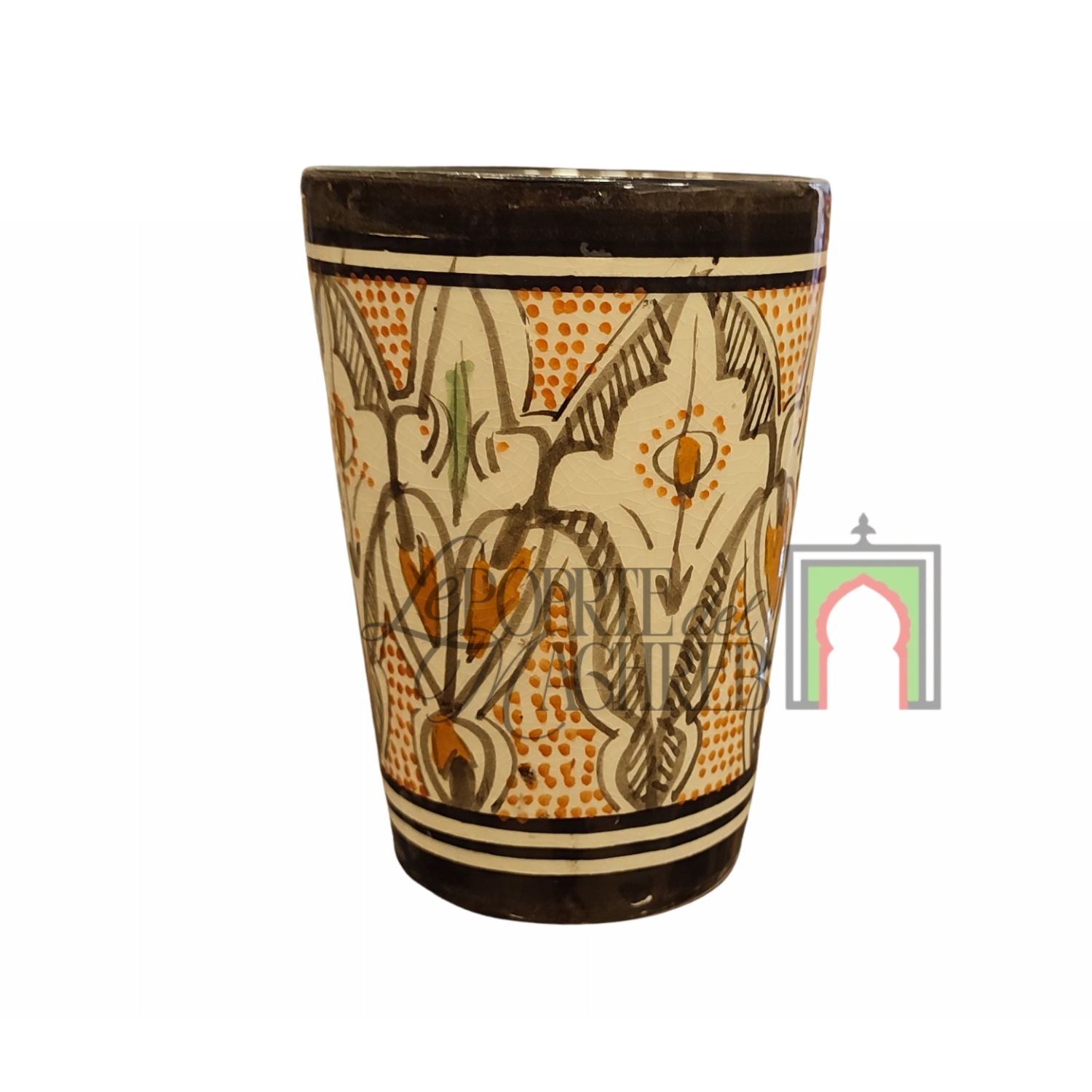 Tazza artigianale marocchina di Safi - dipinta a mano in terracotta multicolore #2