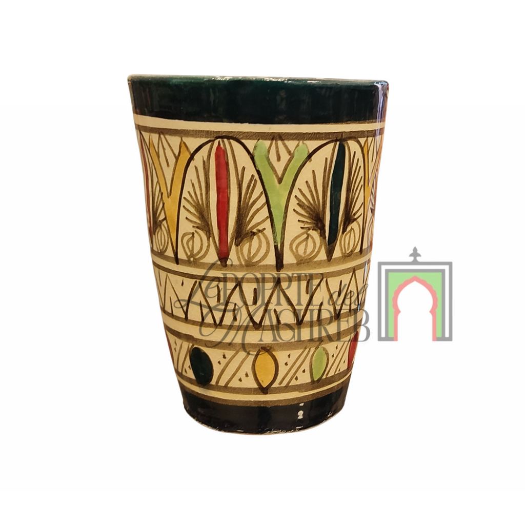 Tazza artigianale marocchina di Safi - dipinta a mano in terracotta multicolore #3
