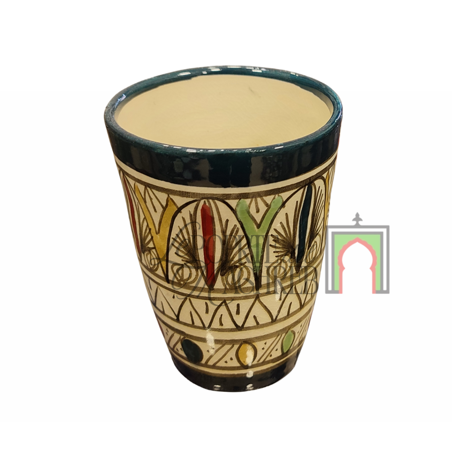 Tazza artigianale marocchina di Safi - dipinta a mano in terracotta multicolore #3