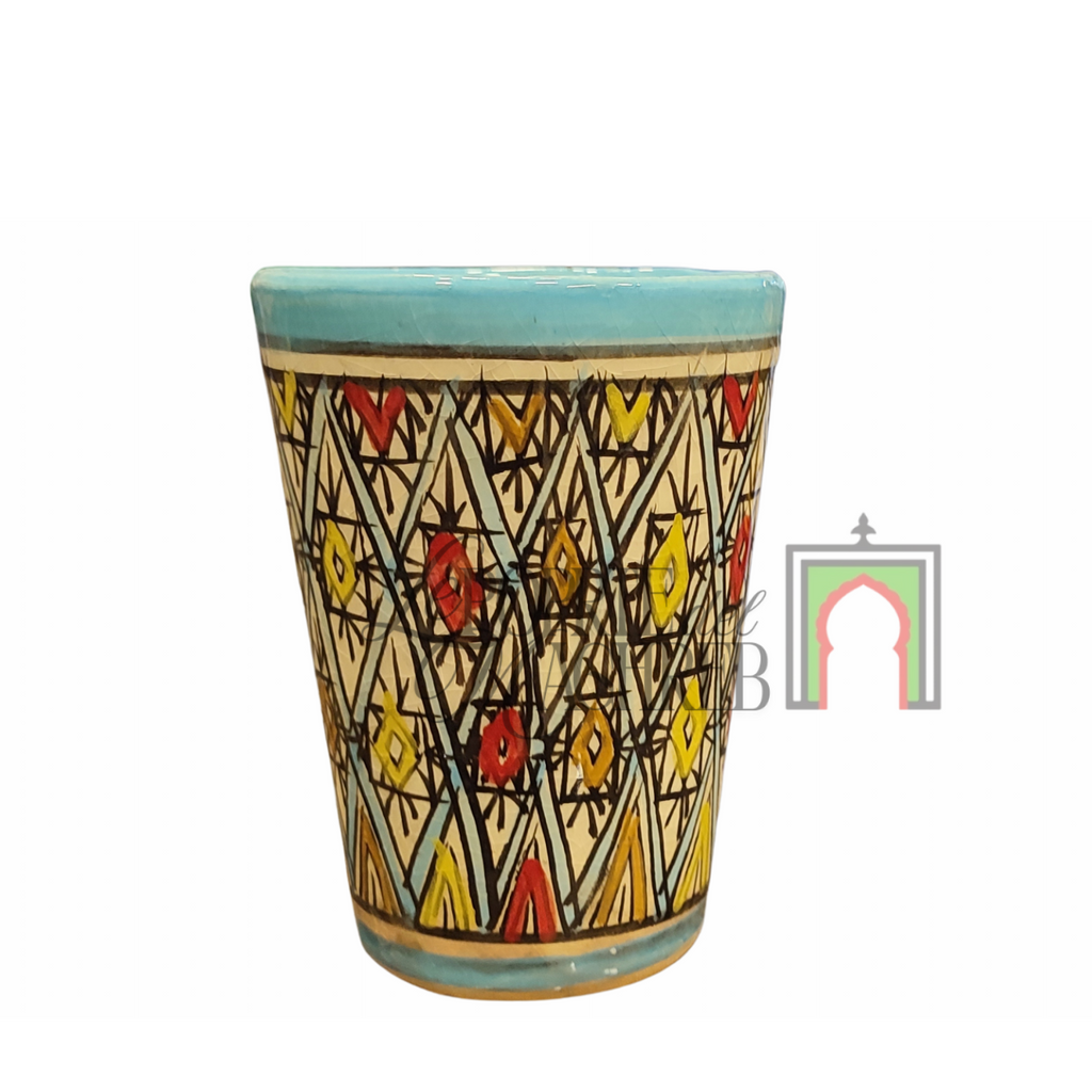 Tazza artigianale marocchina di Safi - dipinta a mano in terracotta multicolore #4