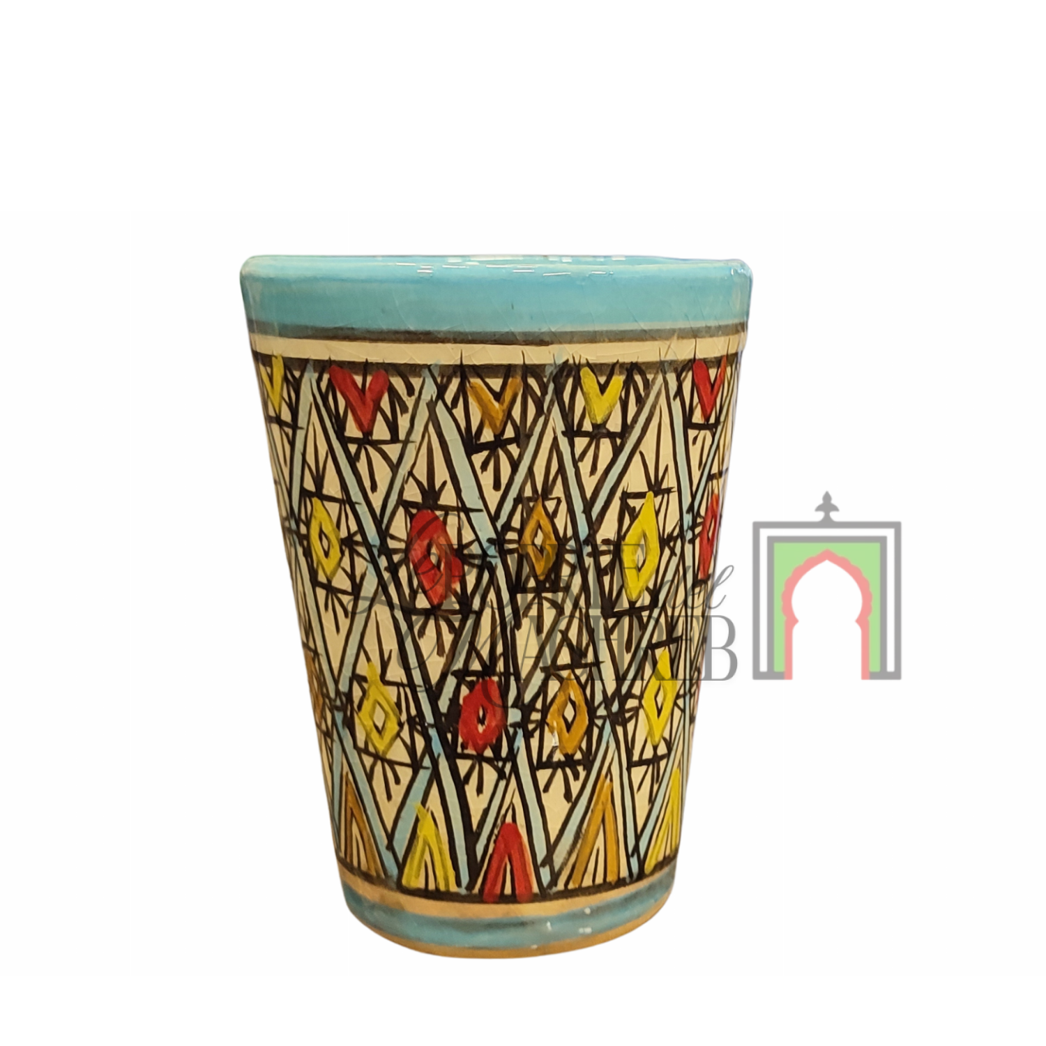 Tazza artigianale marocchina di Safi - dipinta a mano in terracotta multicolore #4