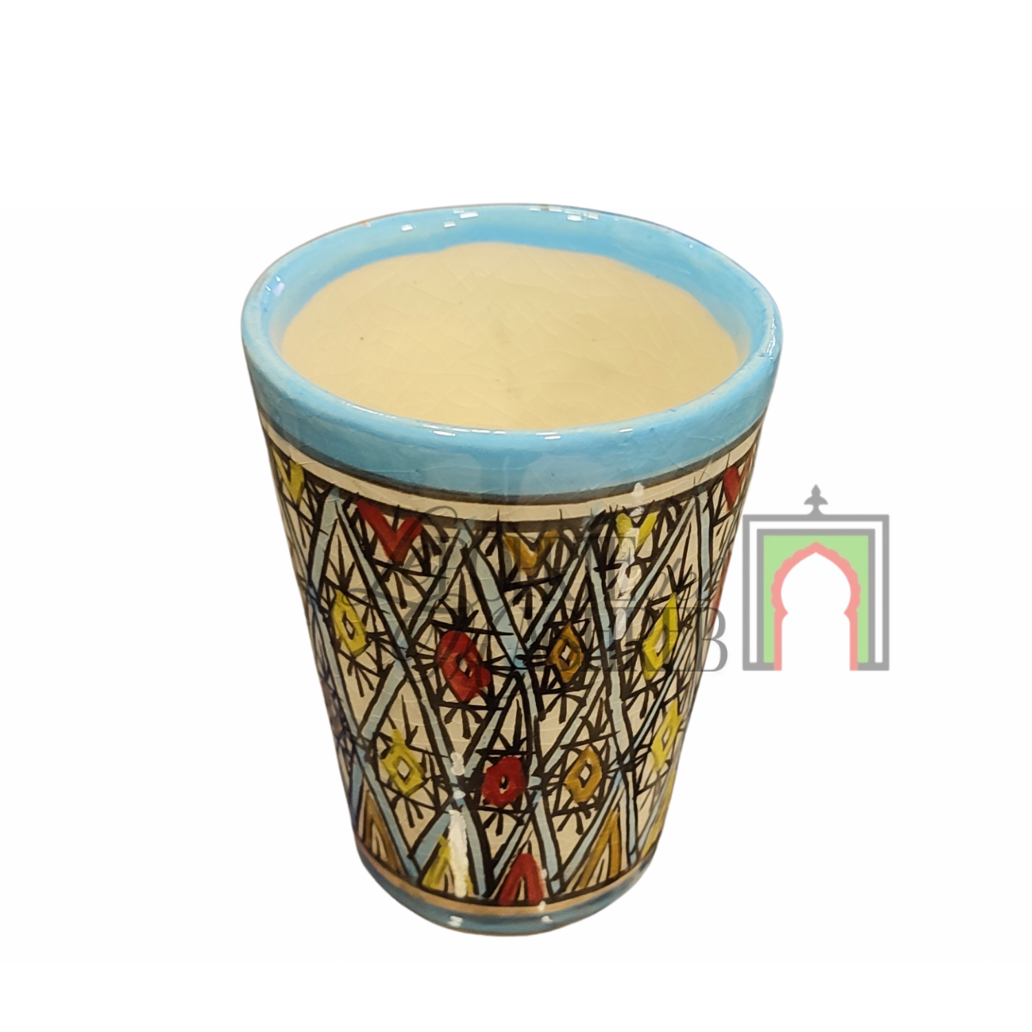 Tazza artigianale marocchina di Safi - dipinta a mano in terracotta multicolore #4